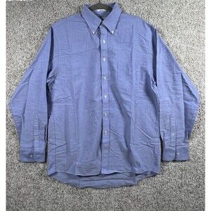 Van Heusen Oxford Dress Shirt Mens 16 34/35 Blue Regular Fit Wrinkle Free
